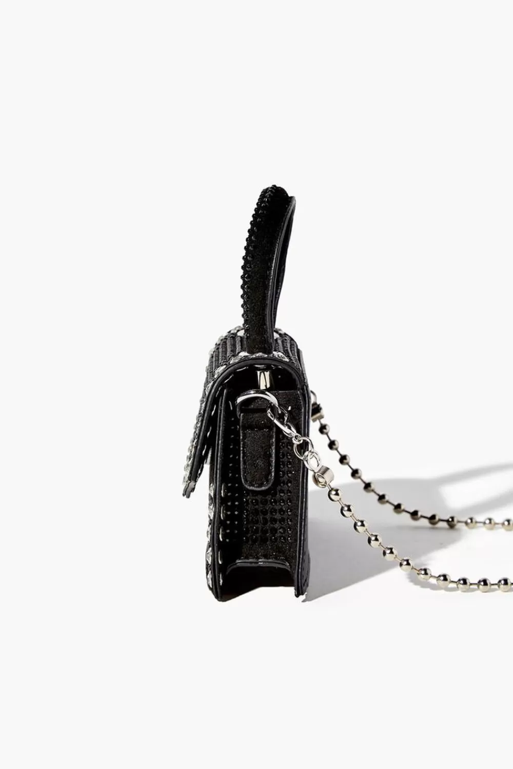 Bags + Backpacks>Forever 21 Rhinestone-Studded Mini Crossbody Bag Black