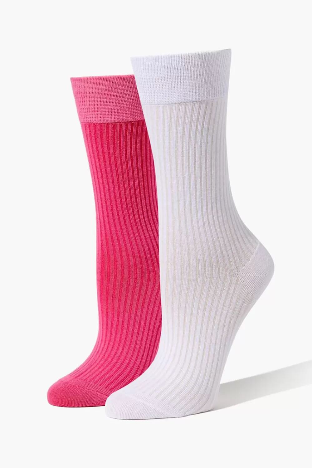 Socks + Tights>Forever 21 Ribbed Crew Sock Set - 2 Pack White/Pink