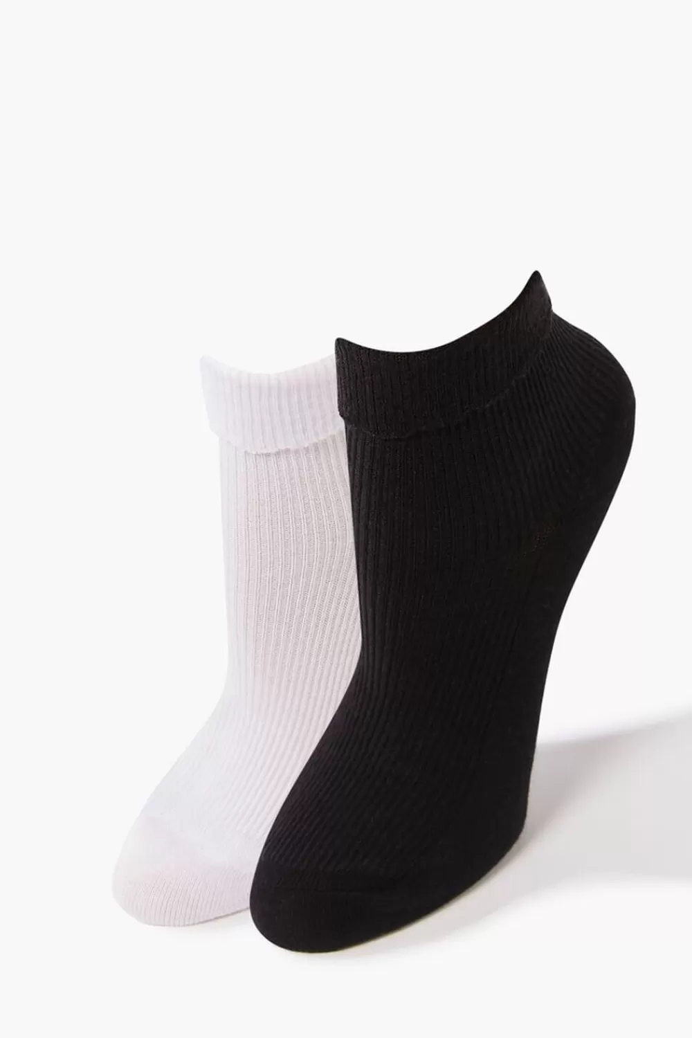 Socks + Tights>Forever 21 Ribbed Crew Sock Set - 2 Pack White/Black