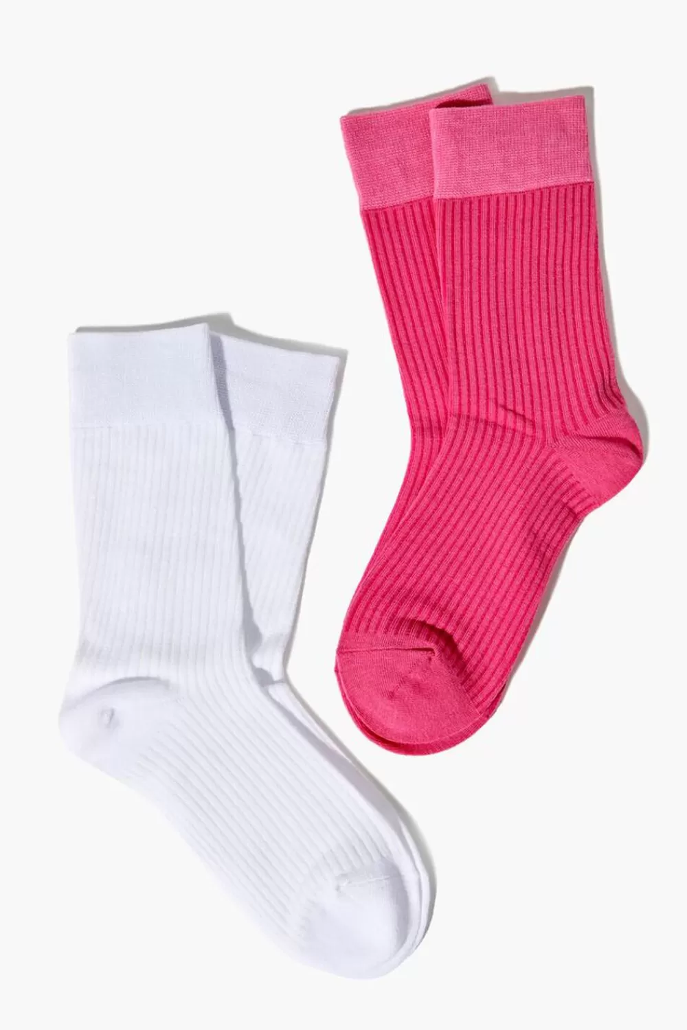 Socks + Tights>Forever 21 Ribbed Crew Sock Set - 2 Pack White/Pink