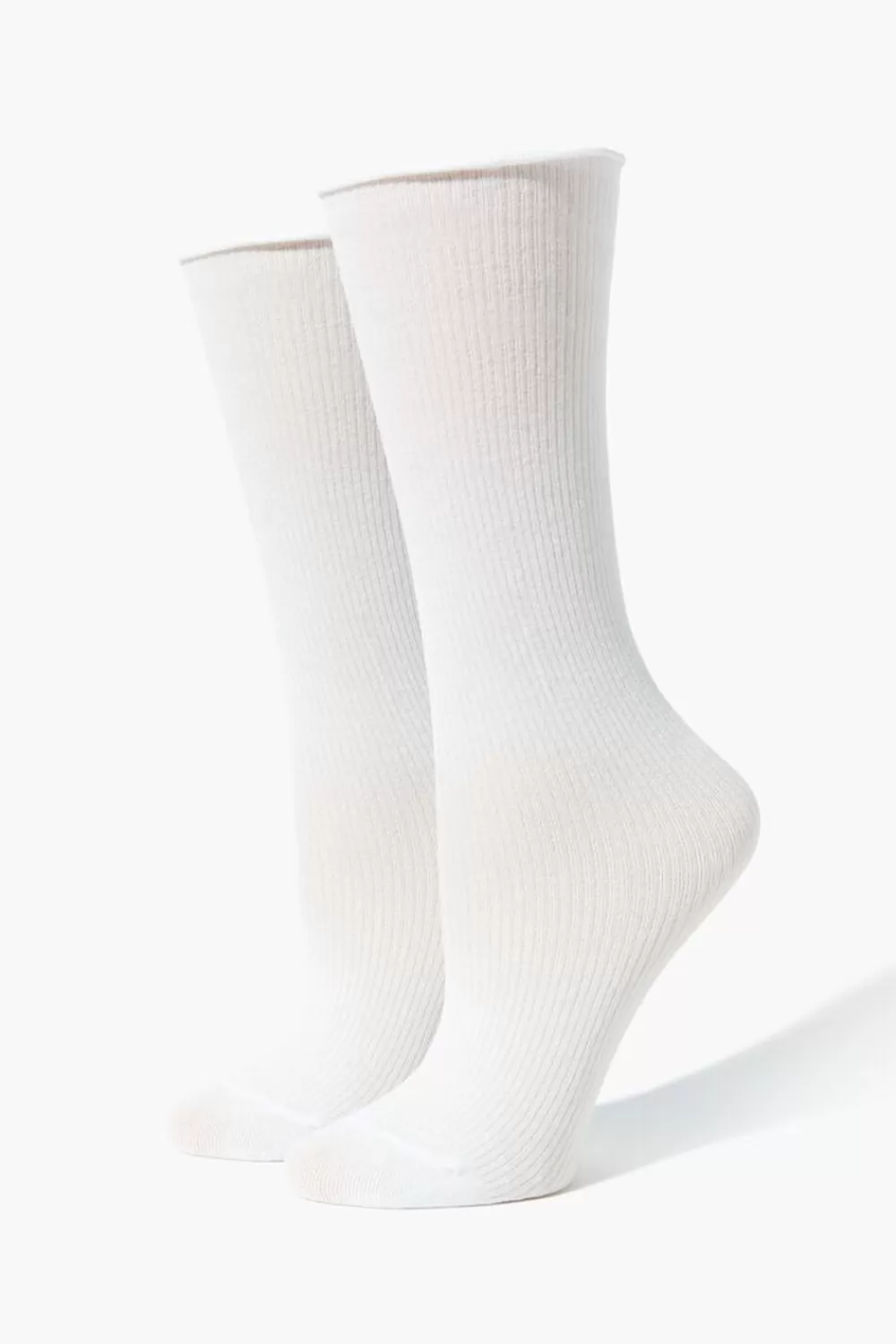 Loungewear>Forever 21 Ribbed Crew Socks White