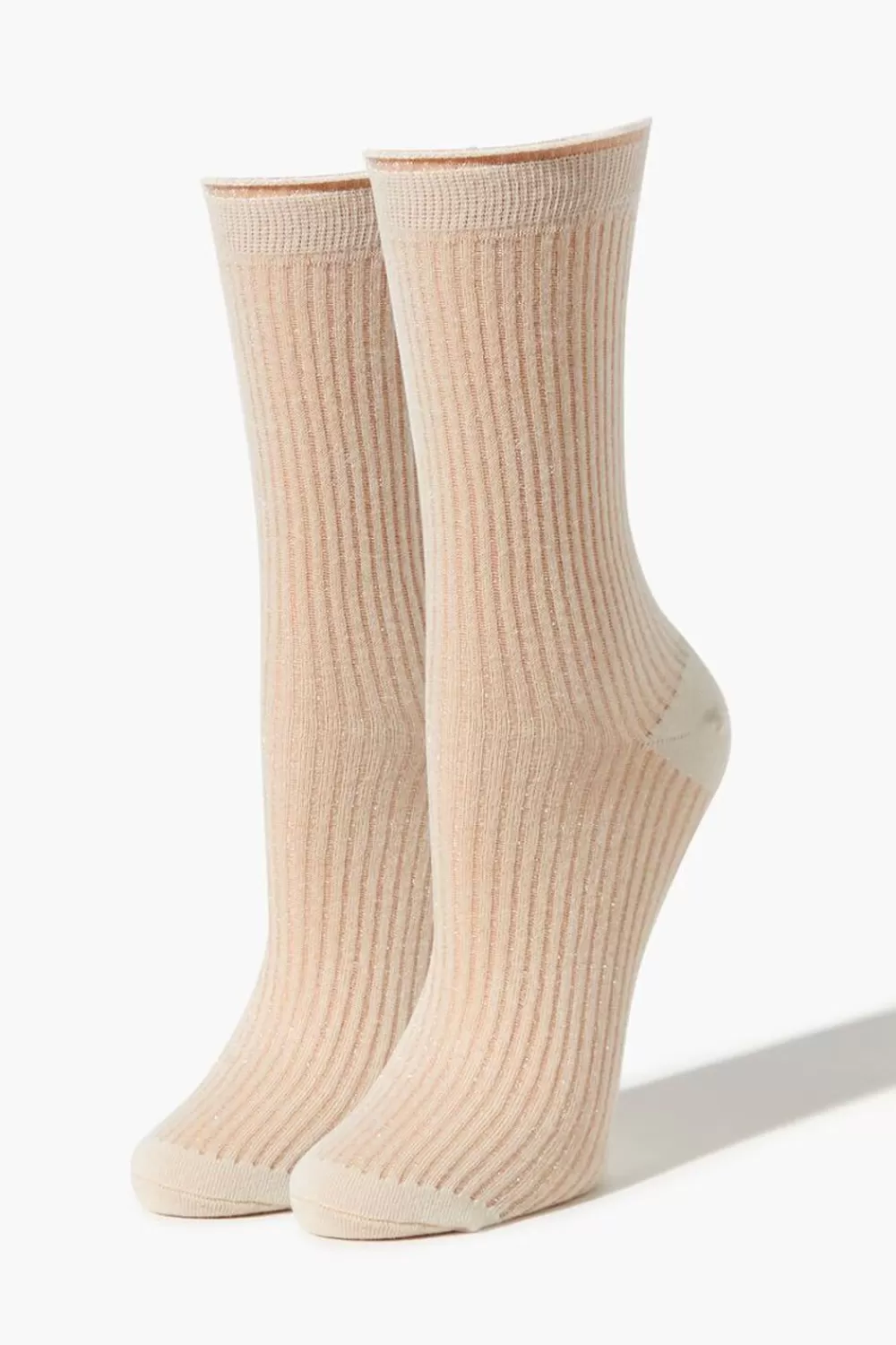 Socks + Tights>Forever 21 Ribbed Crew Socks Cream