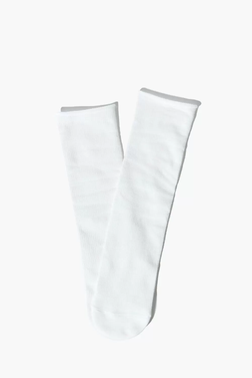Loungewear>Forever 21 Ribbed Crew Socks White