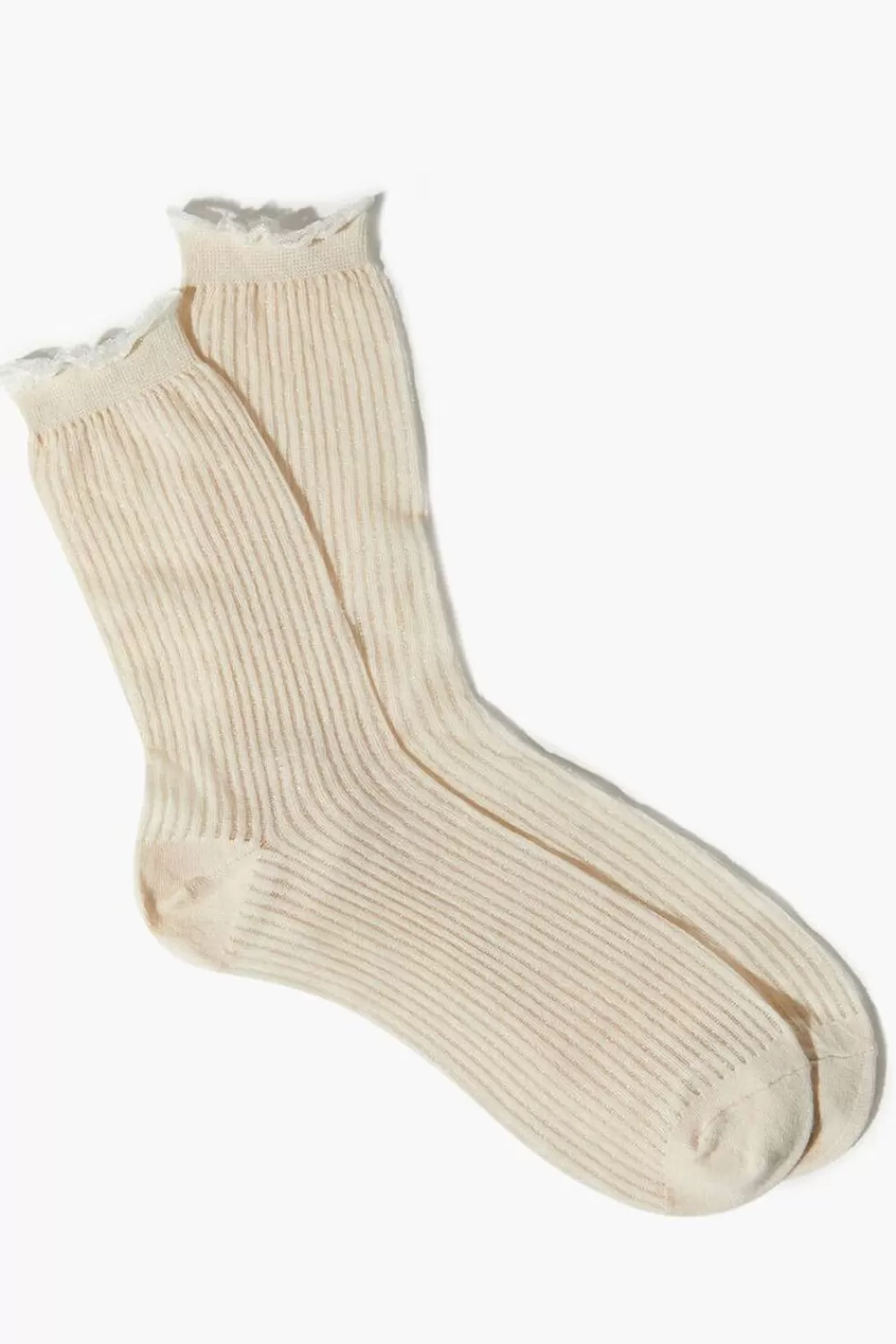 Socks + Tights>Forever 21 Ribbed Crew Socks Cream