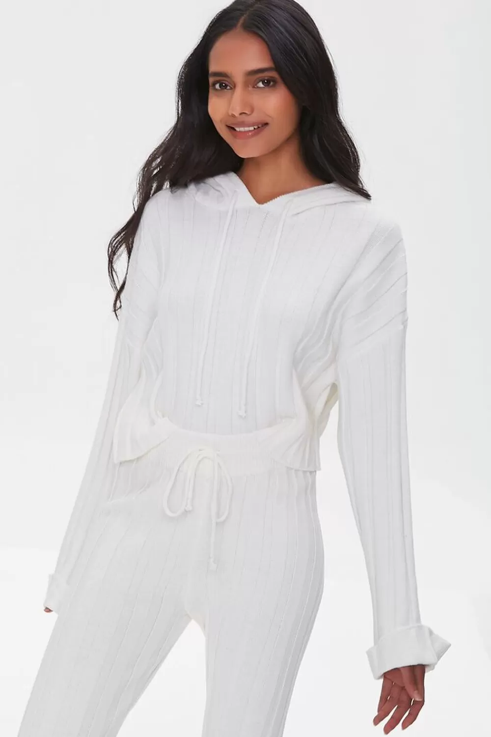 Forever 21 Ribbed Drawstring Hoodie | Women Tops