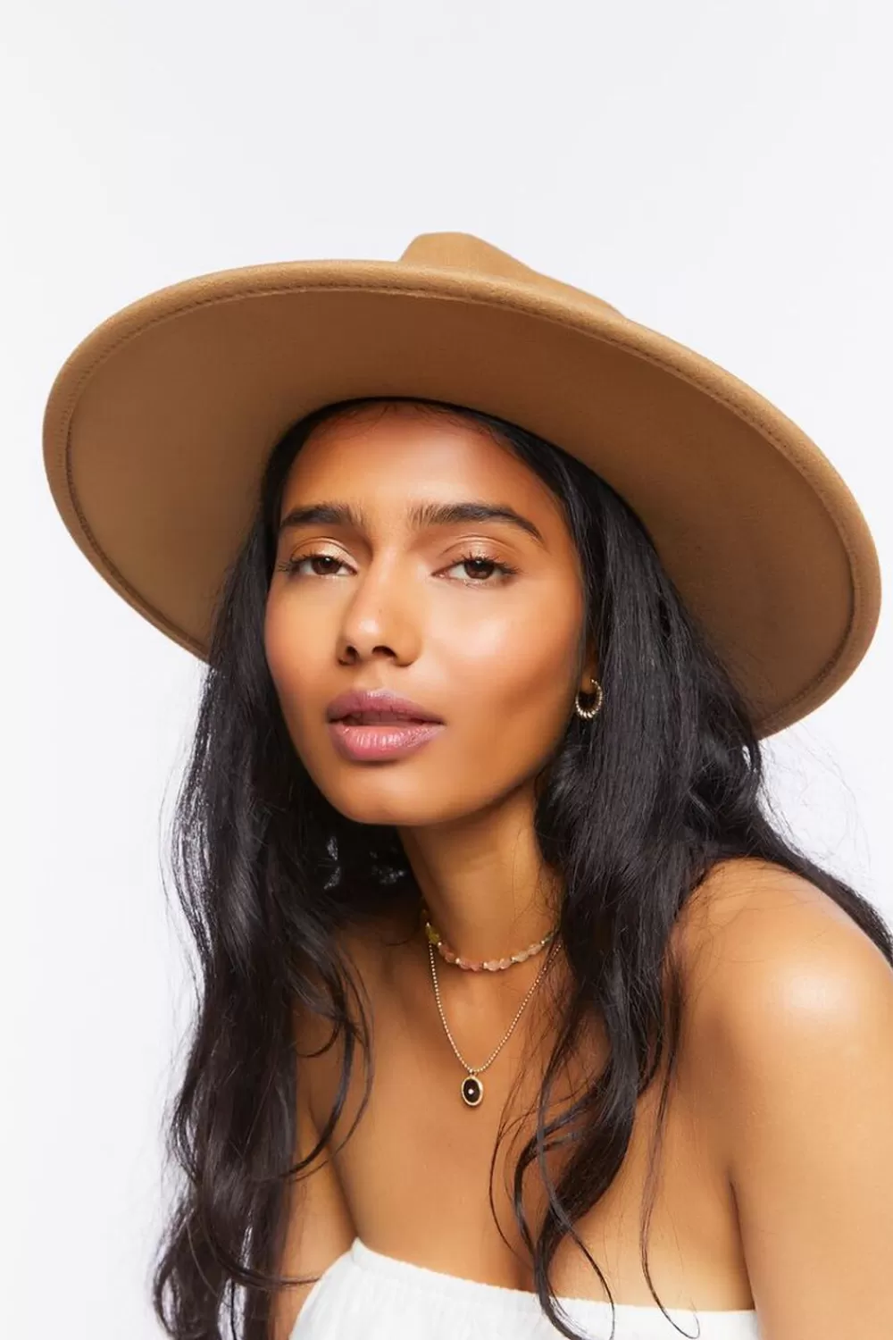 Hats + Beanies>Forever 21 Ribbon-Trim Fedora Toast