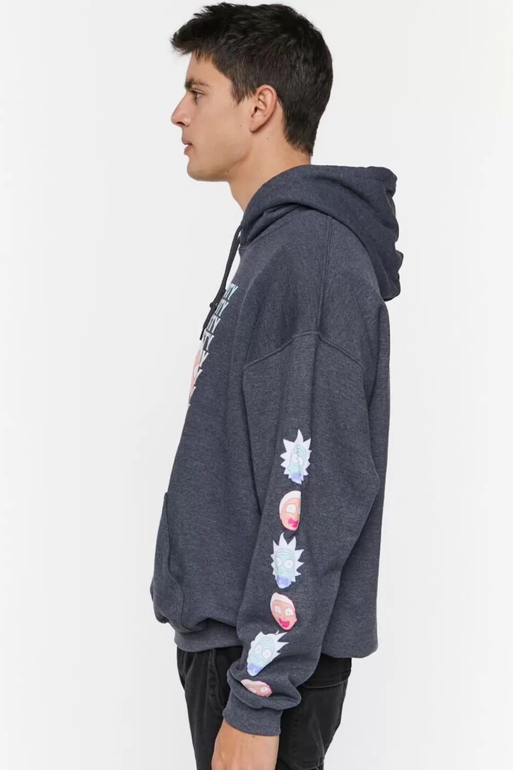 Graphic Tees>Forever 21 Rick & Morty Graphic Hoodie Charcoal/Multi