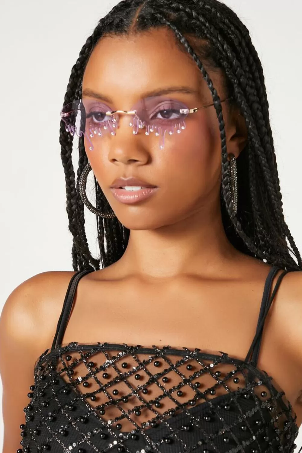 Sunglasses + Readers>Forever 21 Rimless Drip Lens Sunglasses Gold/Lavender