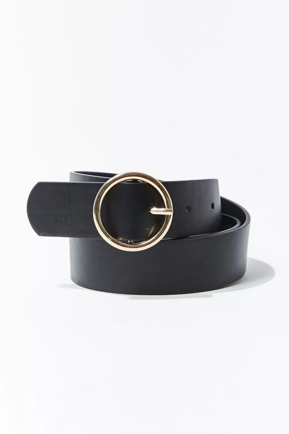 Belts>Forever 21 Round Buckle Belt Black/Gold