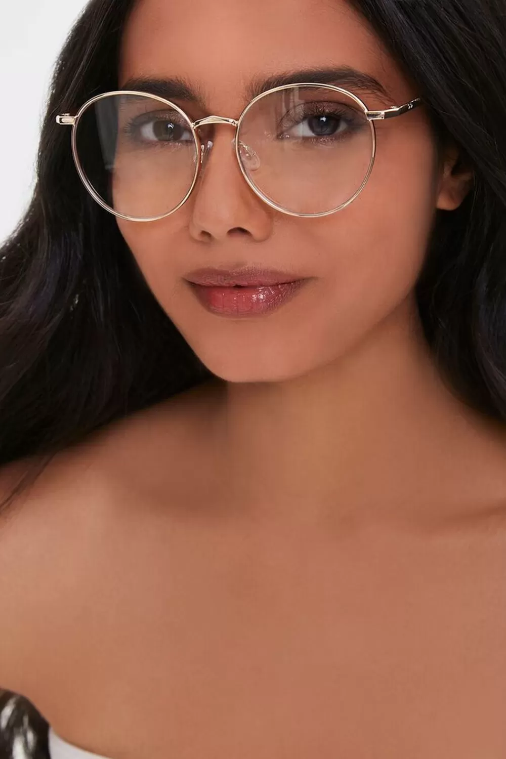 Sunglasses + Readers>Forever 21 Round Reader Glasses Gold/Clear