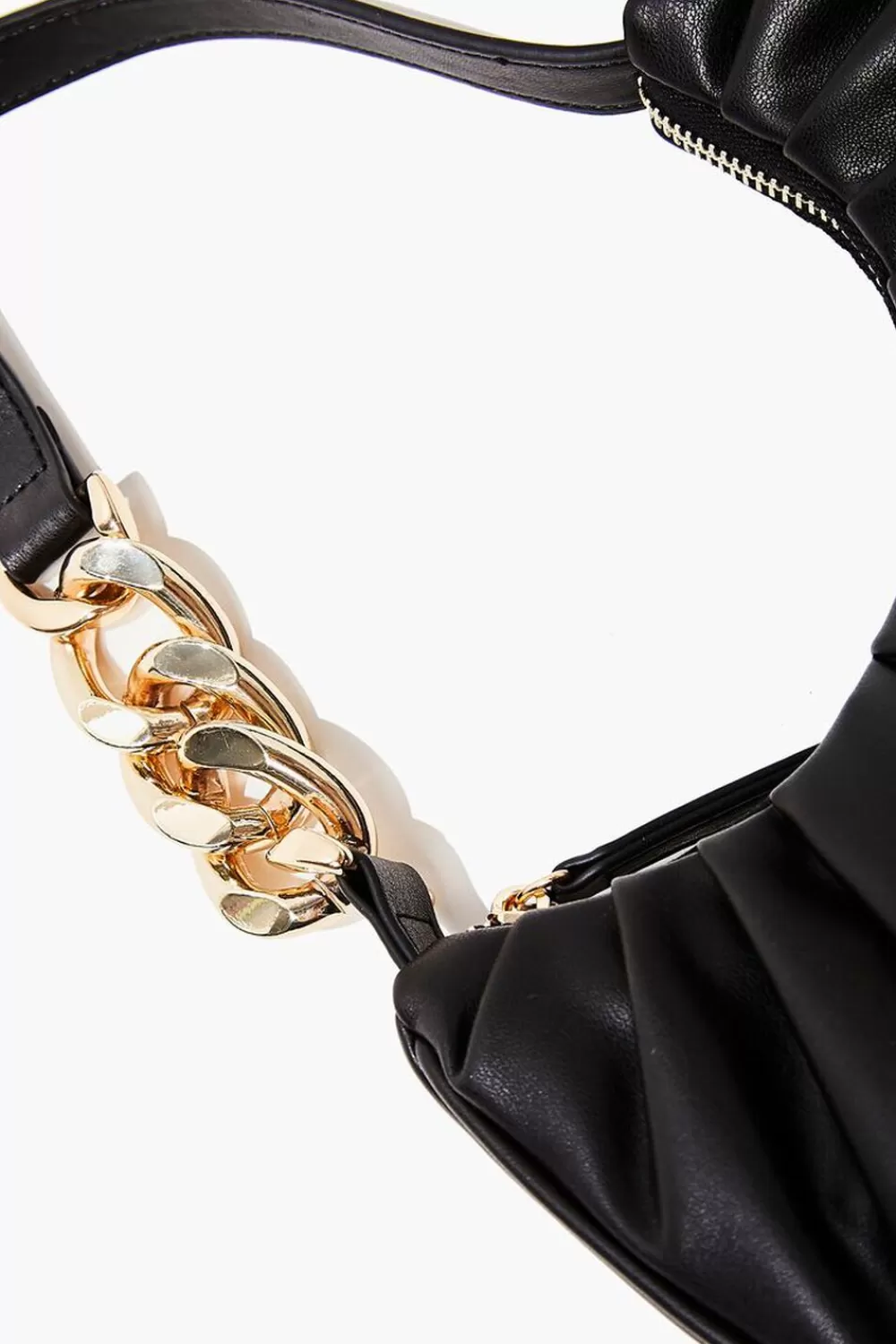Bags + Backpacks>Forever 21 Ruched Baguette Shoulder Bag Black