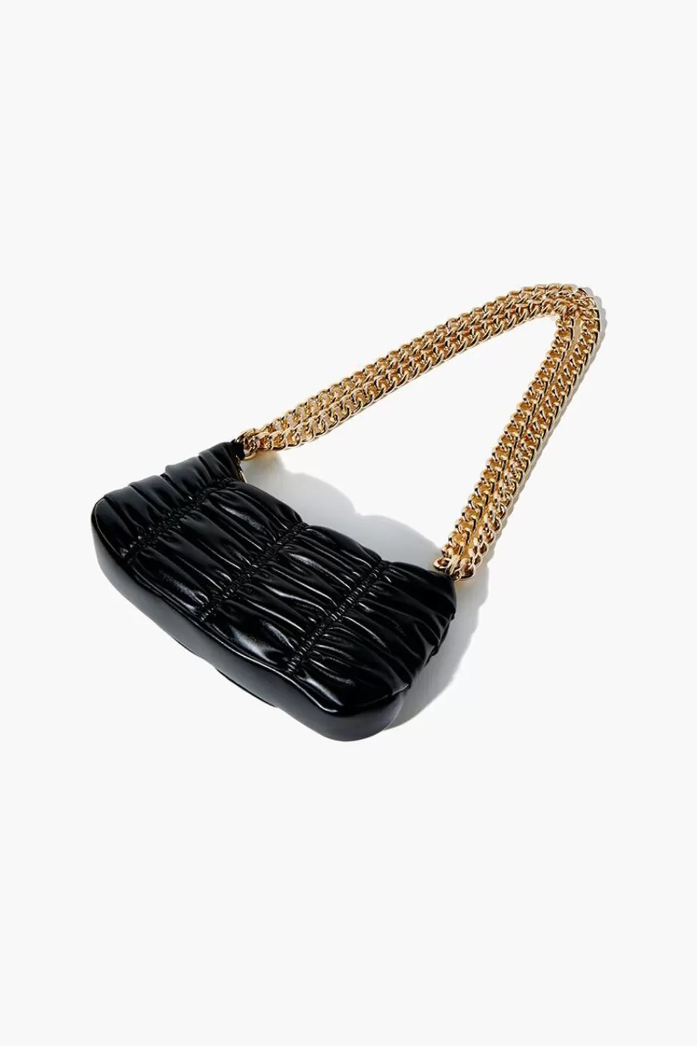 Bags + Backpacks>Forever 21 Ruched Baguette Shoulder Bag Black