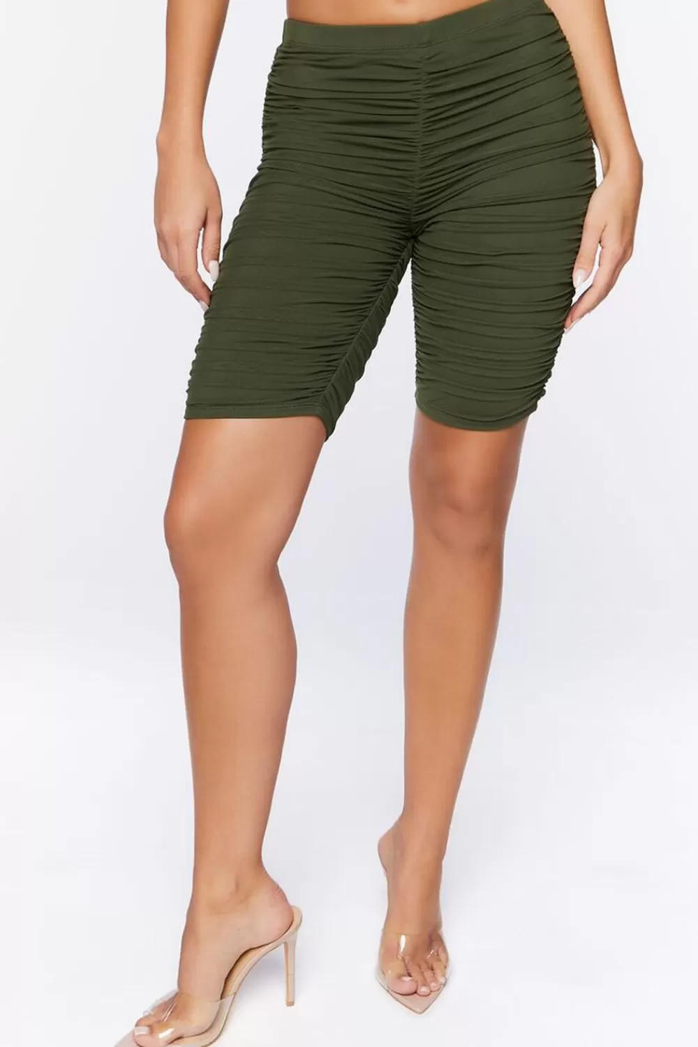 Bottoms>Forever 21 Ruched Biker Shorts Cypress
