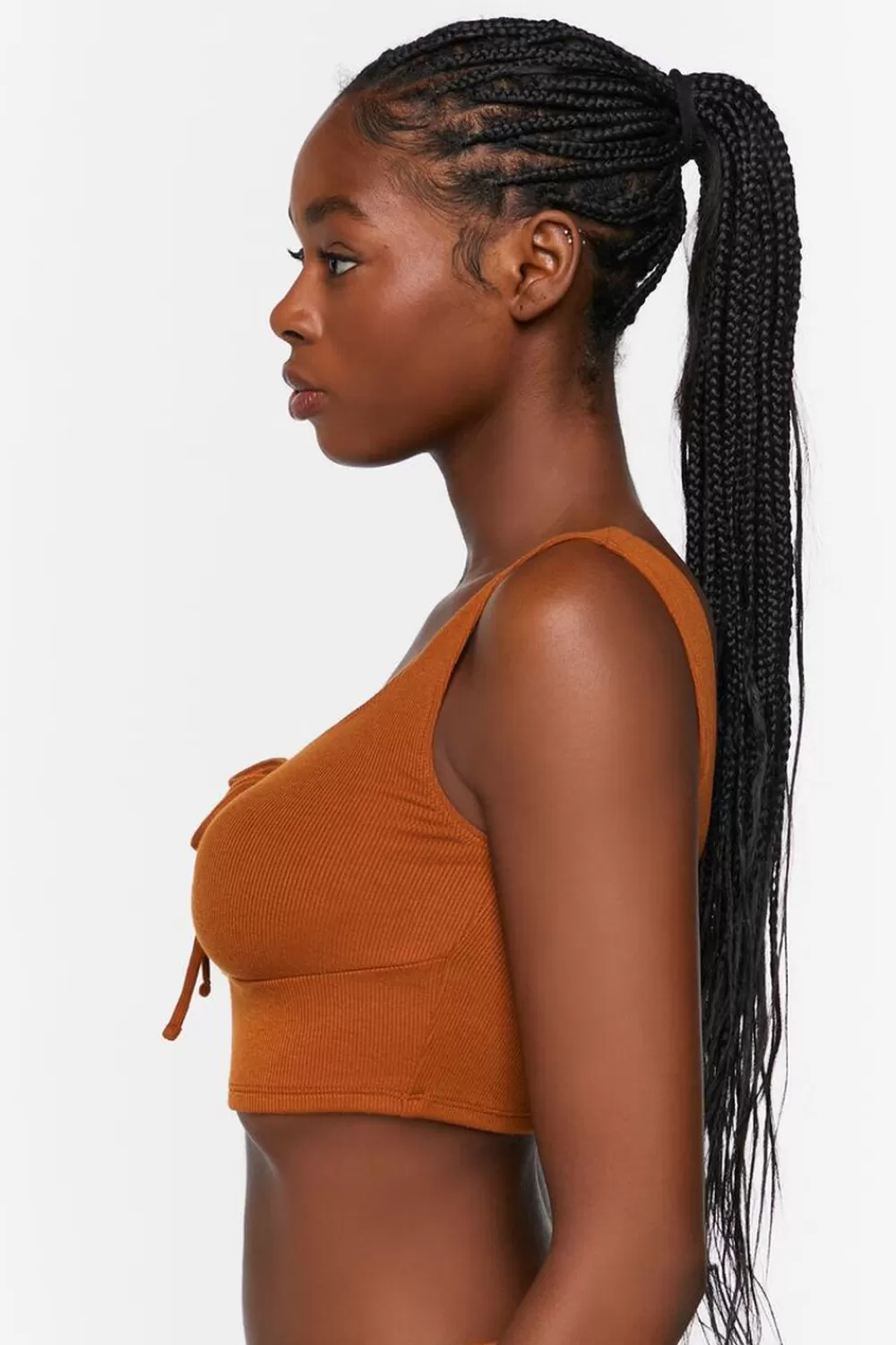 Matching Sets>Forever 21 Ruched Drawstring Lounge Crop Top Root Beer