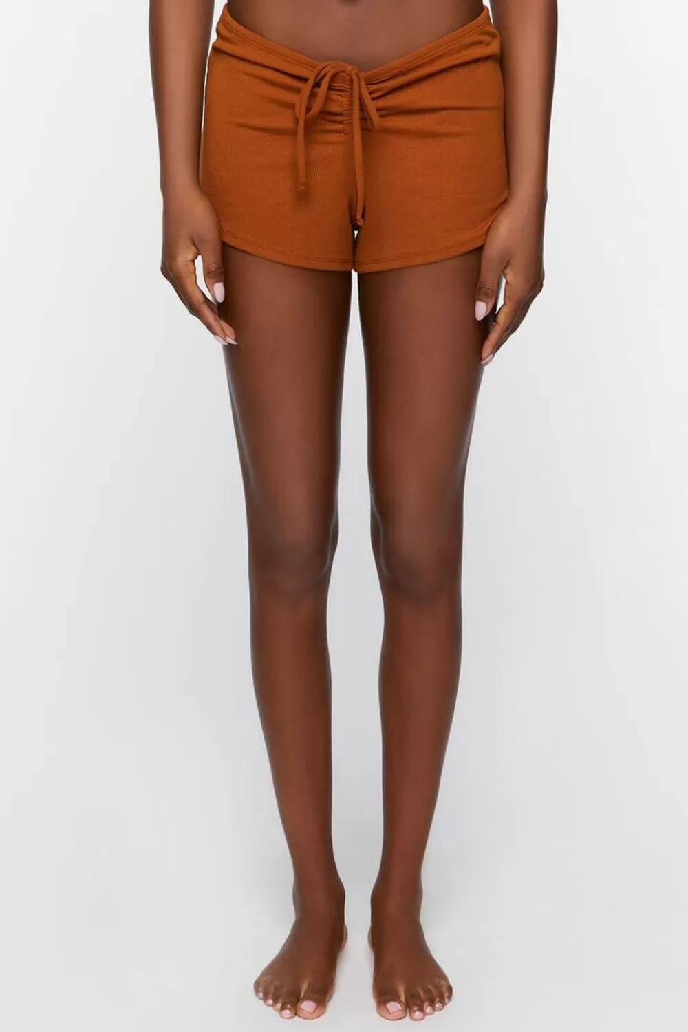 Matching Sets>Forever 21 Ruched Drawstring Lounge Shorts Root Beer
