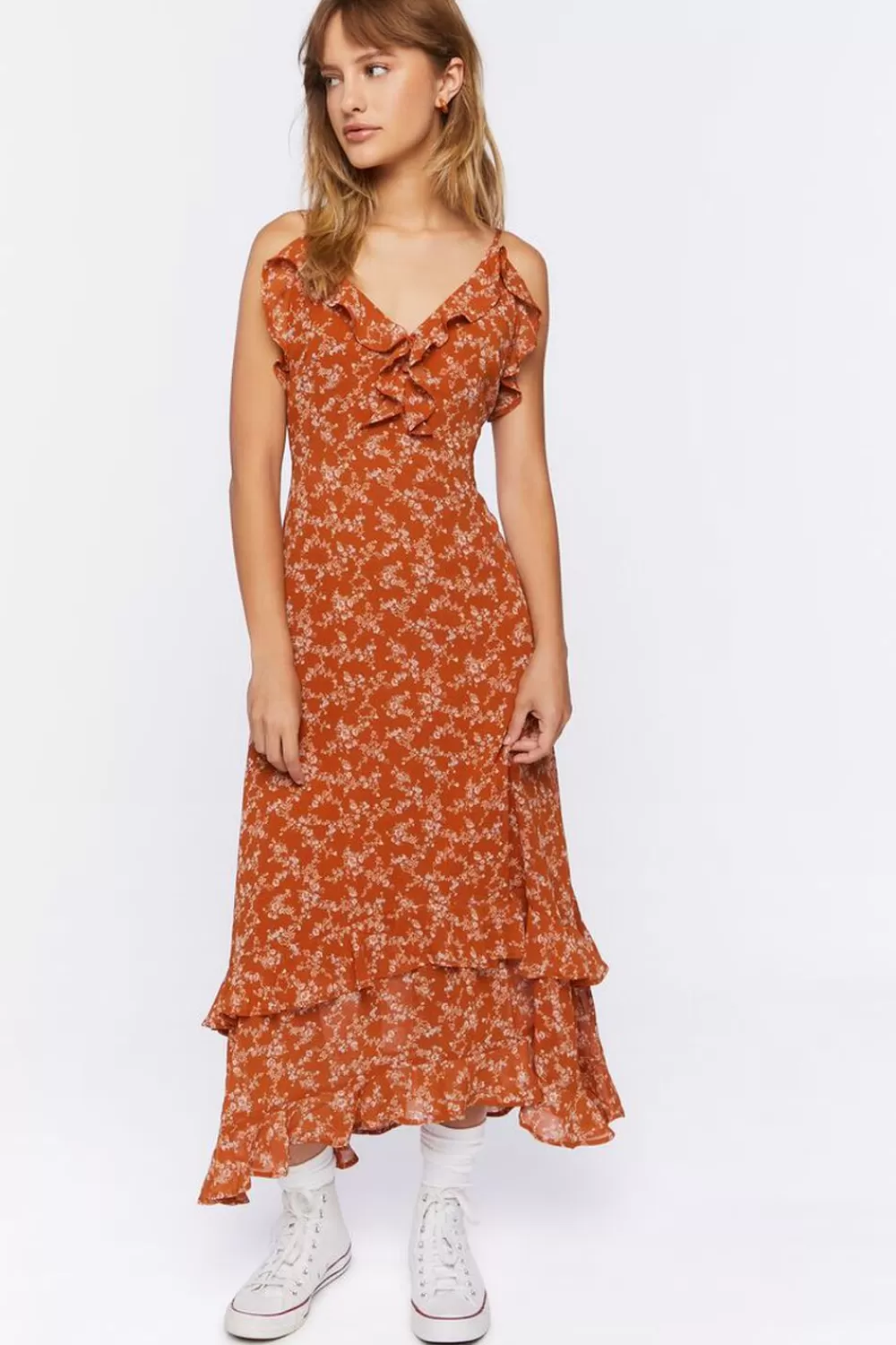 Forever 21 Ruffled Ditsy Floral Maxi Dress | Women Dresses