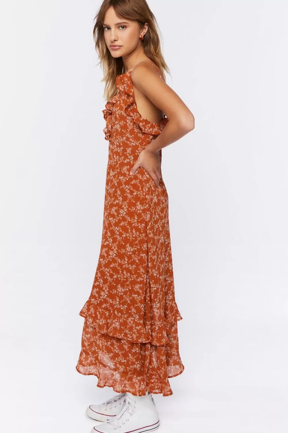 Forever 21 Ruffled Ditsy Floral Maxi Dress | Women Dresses