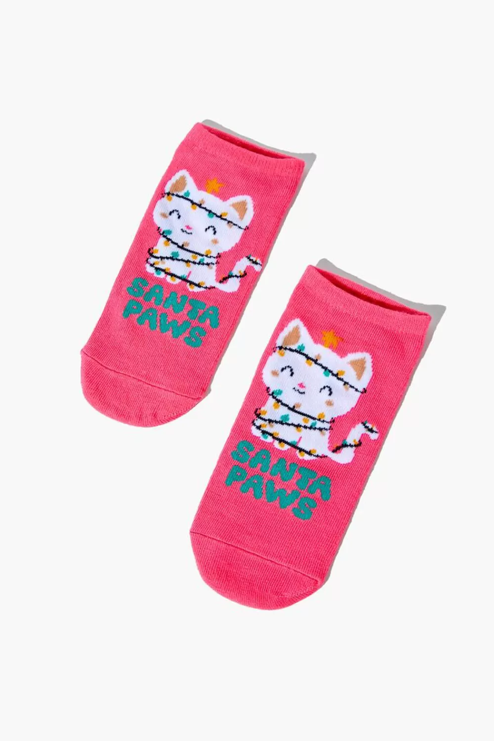Socks + Tights>Forever 21 Santa Paws Ankle Socks Pink/Multi