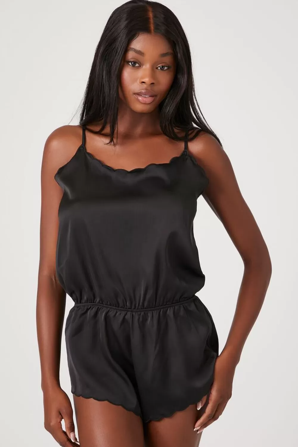 Rompers + Jumpsuits>Forever 21 Satin Lingerie Romper Black