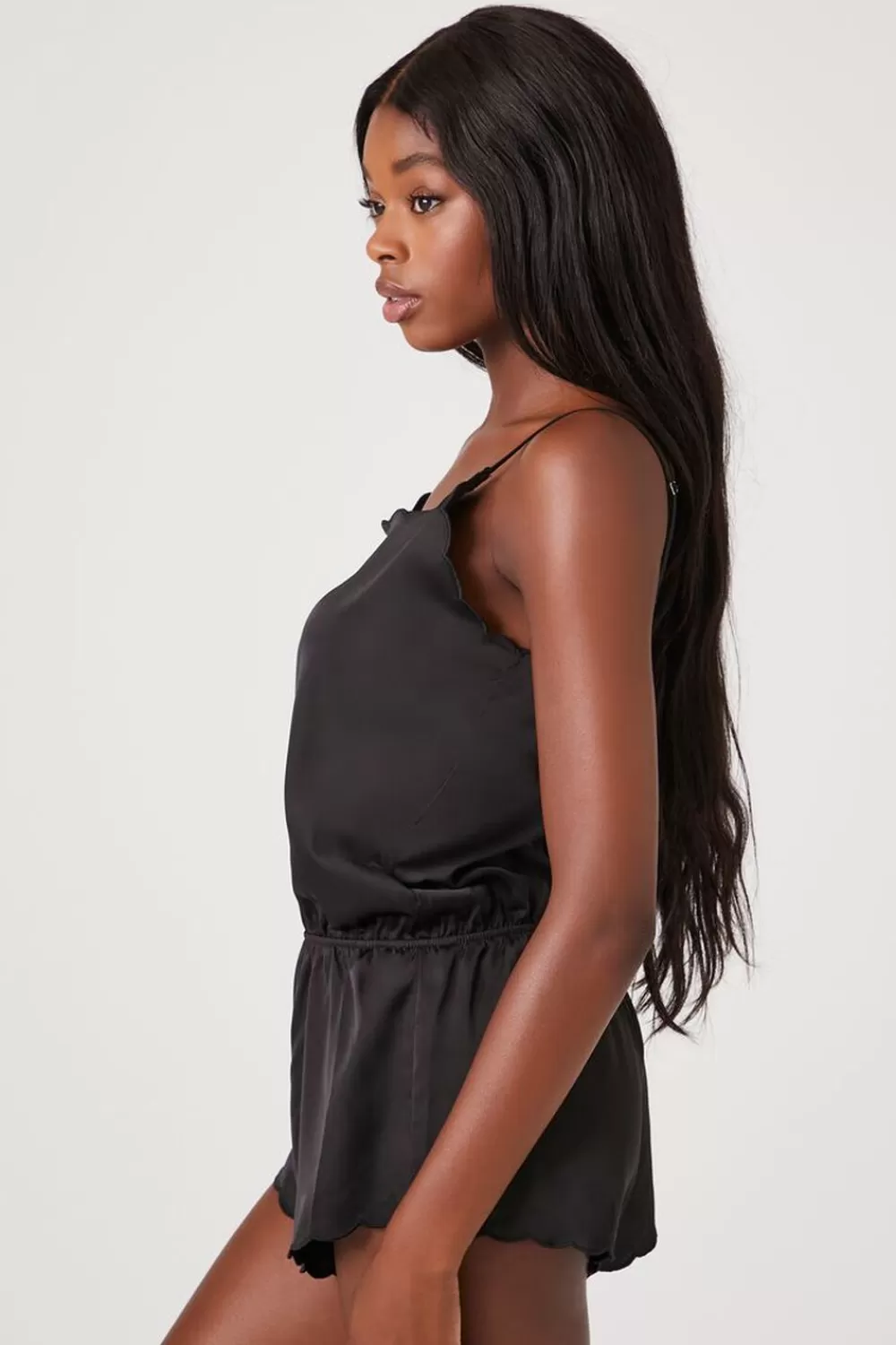 Rompers + Jumpsuits>Forever 21 Satin Lingerie Romper Black