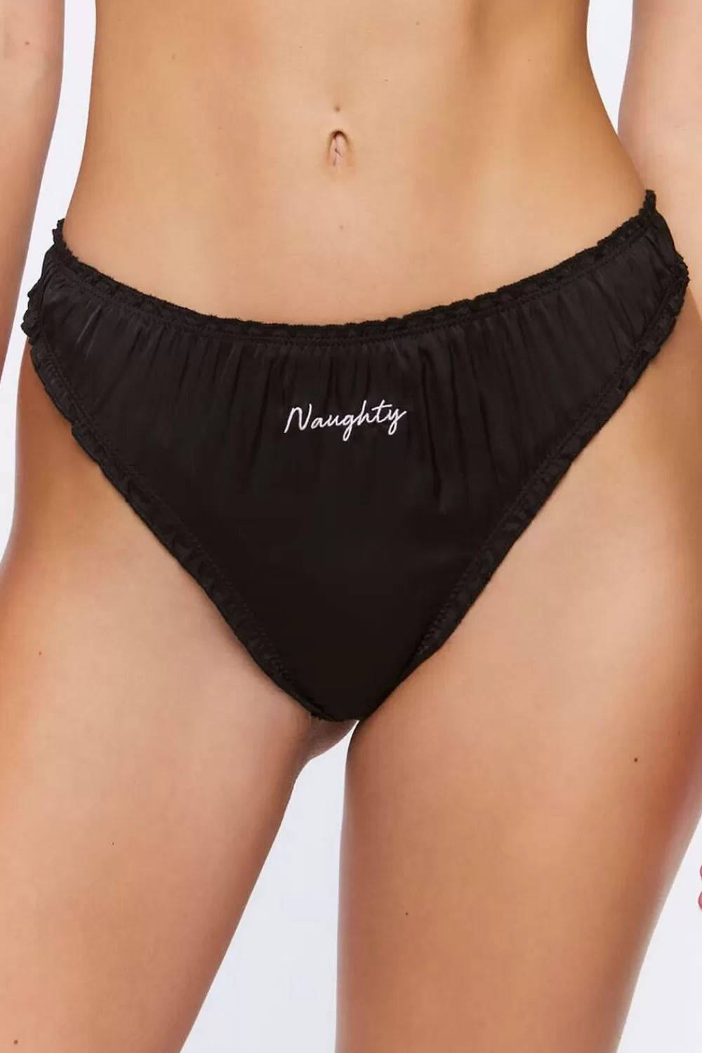 Loungewear>Forever 21 Satin Naughty Cheeky Panties Black