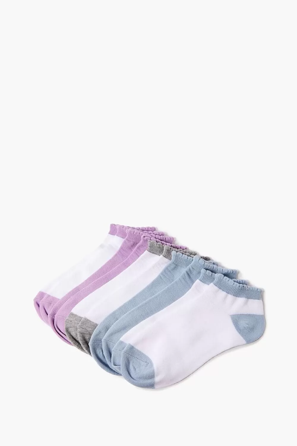 Socks + Tights>Forever 21 Scalloped Ankle Sock Set - 5 Pack Blue/Lavender