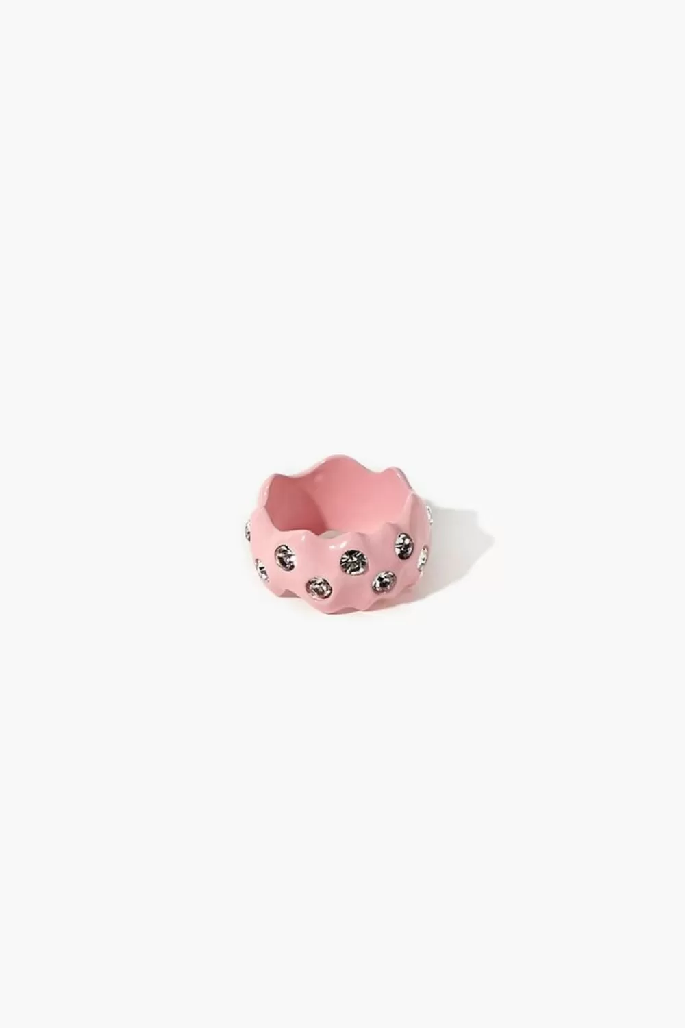 Rings>Forever 21 Scalloped Rhinestone Cocktail Ring Pink