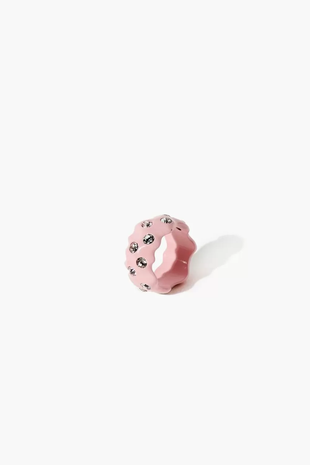 Rings>Forever 21 Scalloped Rhinestone Cocktail Ring Pink