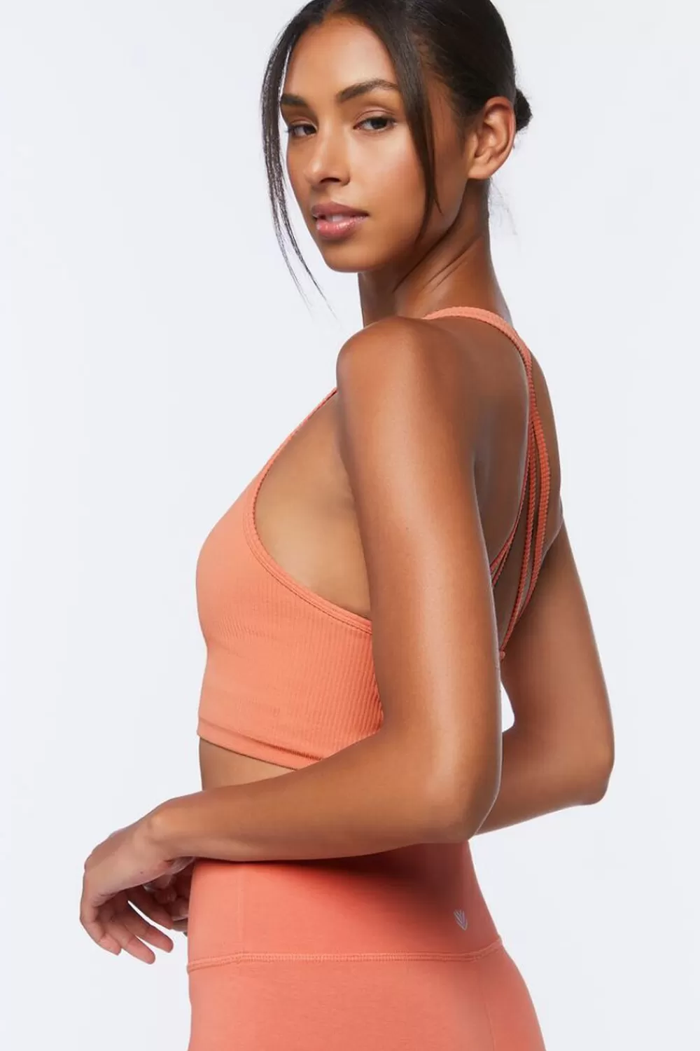 Activewear>Forever 21 Seamless Caged-Back Sports Bra Powder Pink