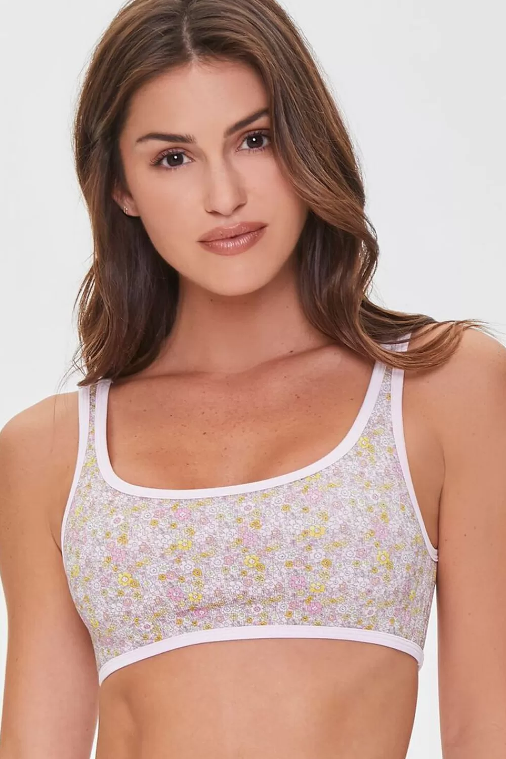Matching Sets>Forever 21 Seamless Floral Print Bralette Pink/Multi