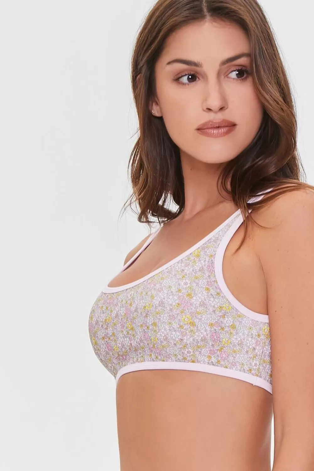 Matching Sets>Forever 21 Seamless Floral Print Bralette Pink/Multi