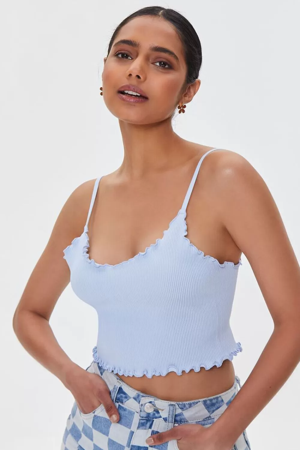 Forever 21 Seamless Lettuce-Edge Cropped Cami | Women Tops