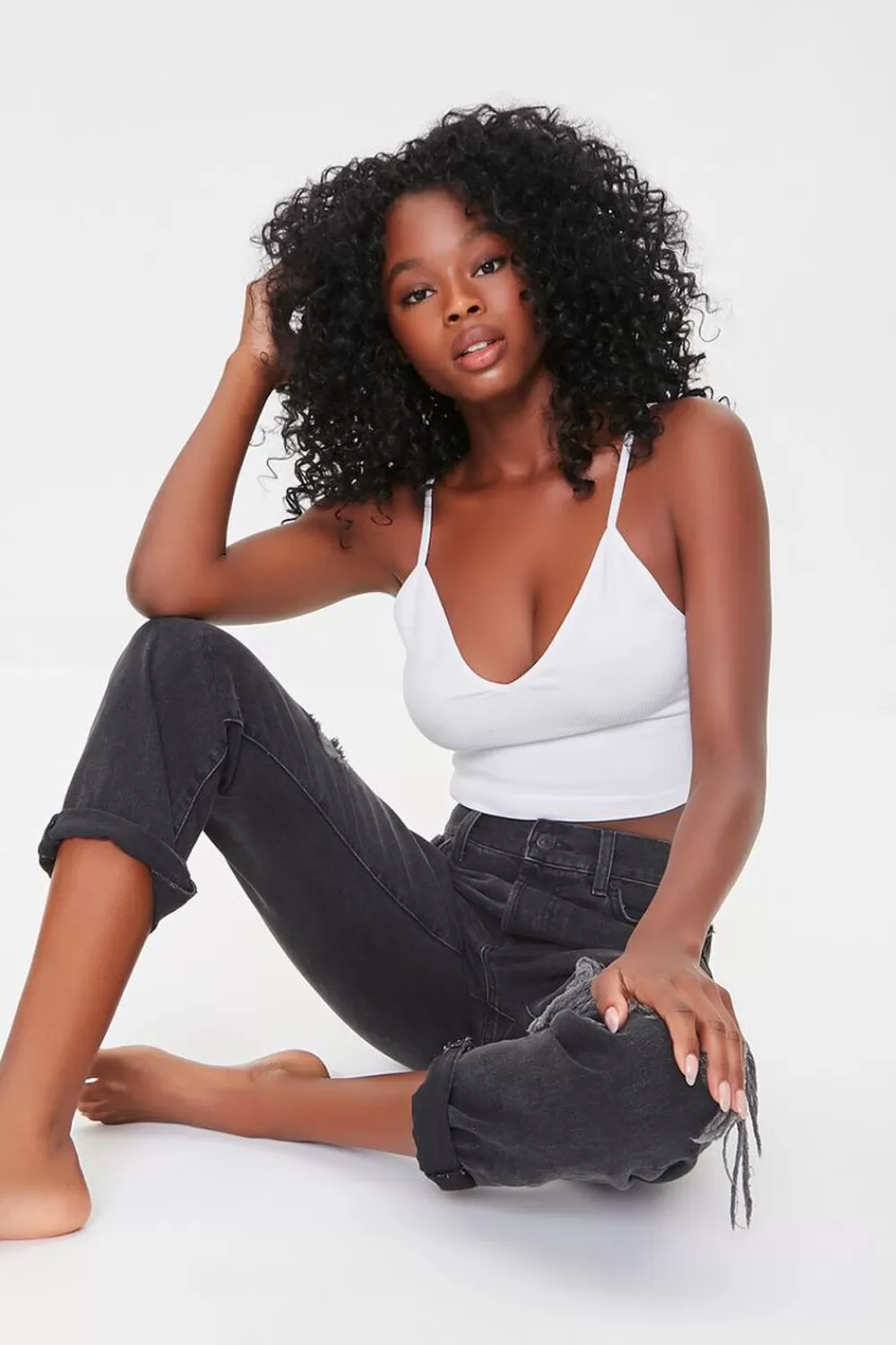 Loungewear>Forever 21 Seamless Longline Bralette White