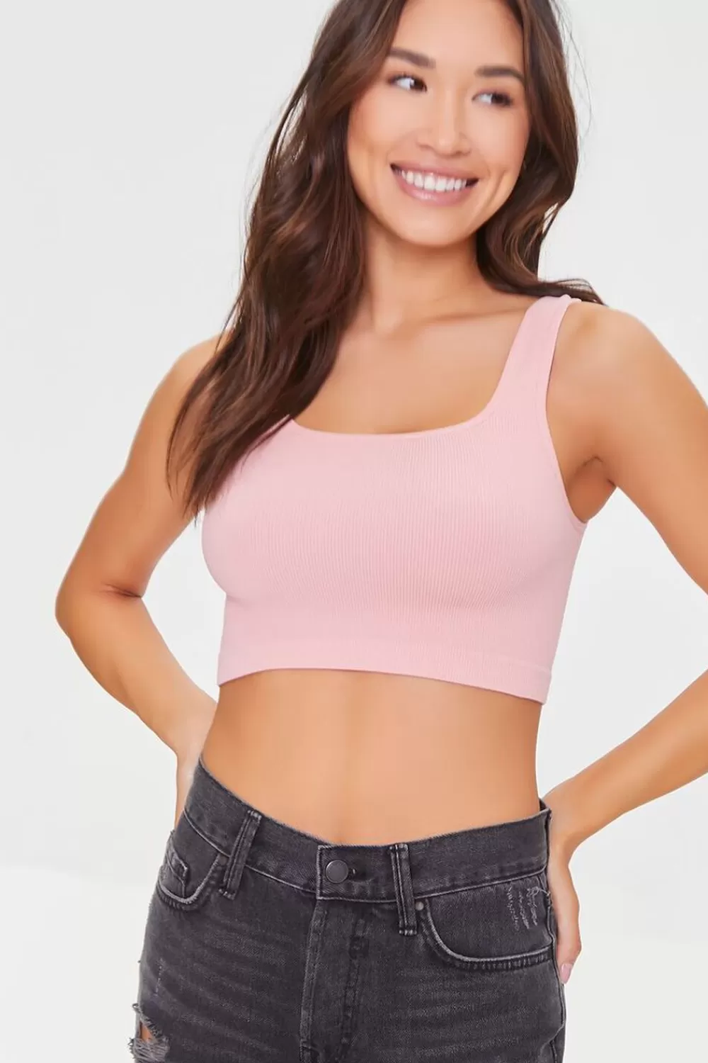 Loungewear>Forever 21 Seamless Longline Bralette Pink