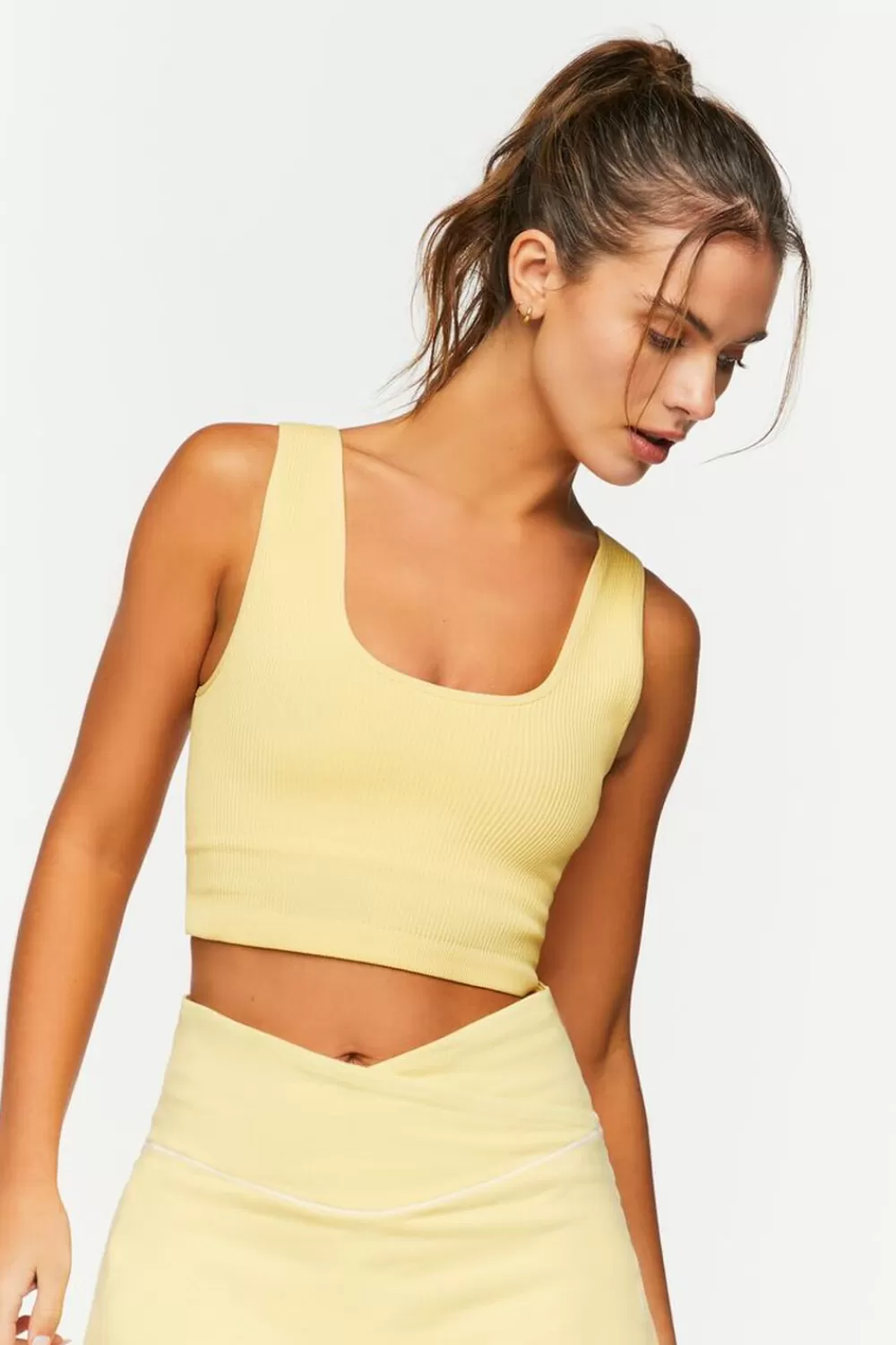 Activewear>Forever 21 Seamless Longline Sports Bra Mellow Yellow