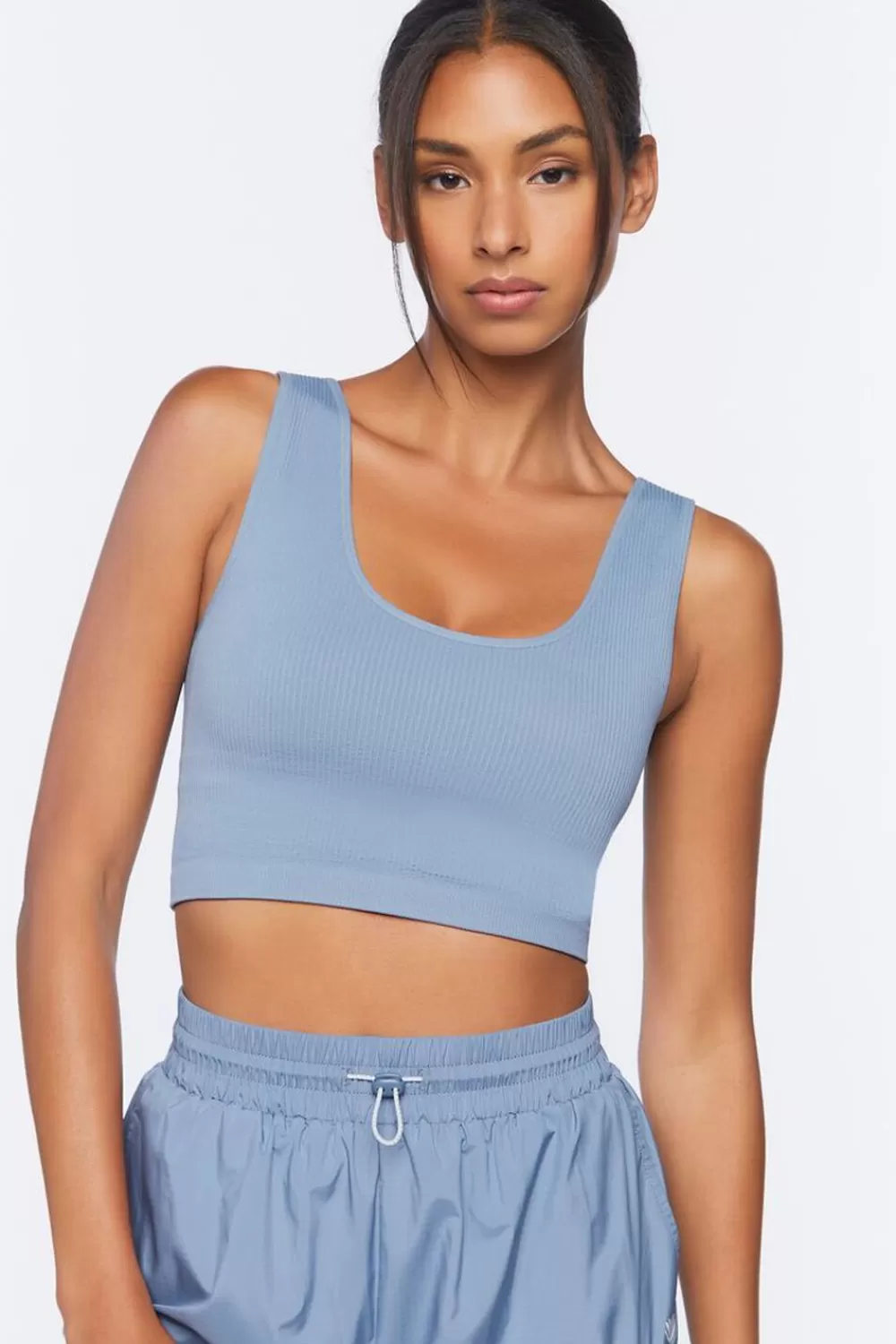 Activewear>Forever 21 Seamless Longline Sports Bra Blue Mirage
