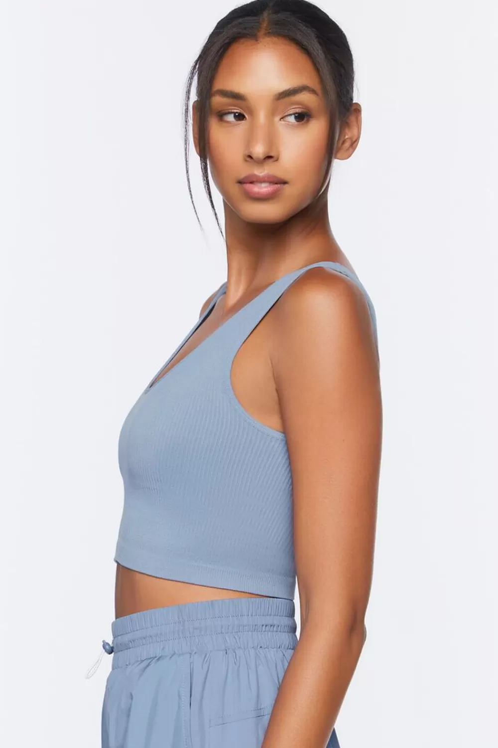 Activewear>Forever 21 Seamless Longline Sports Bra Blue Mirage