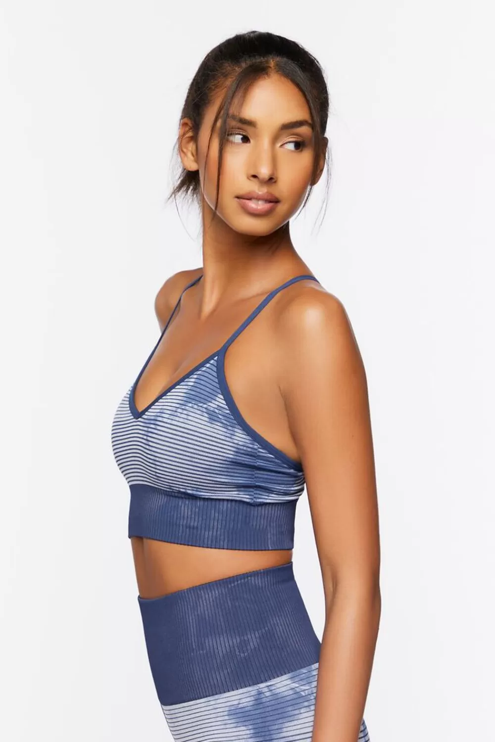 Activewear>Forever 21 Seamless Longline Tie-Dye Sports Bra Navy/Blue