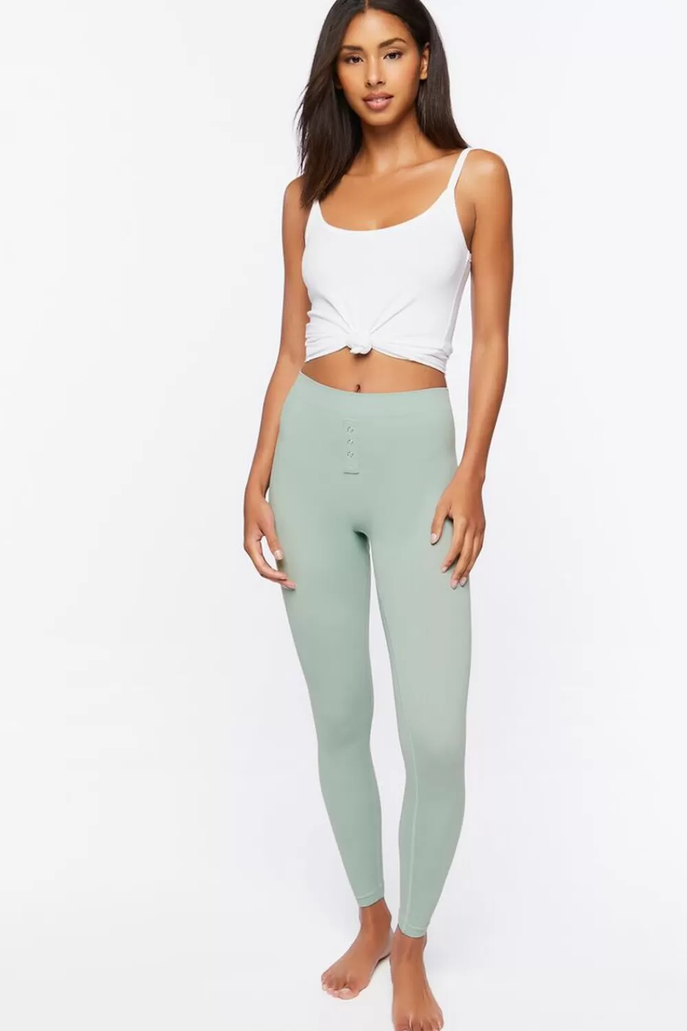 Bottoms>Forever 21 Seamless Mid-Rise Leggings Blue Mist