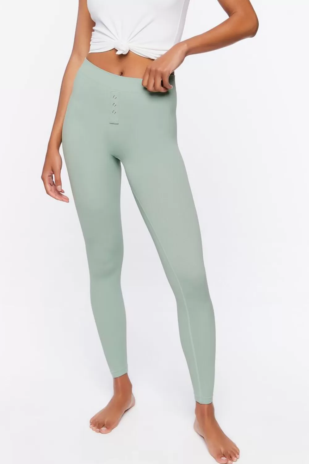 Bottoms>Forever 21 Seamless Mid-Rise Leggings Blue Mist