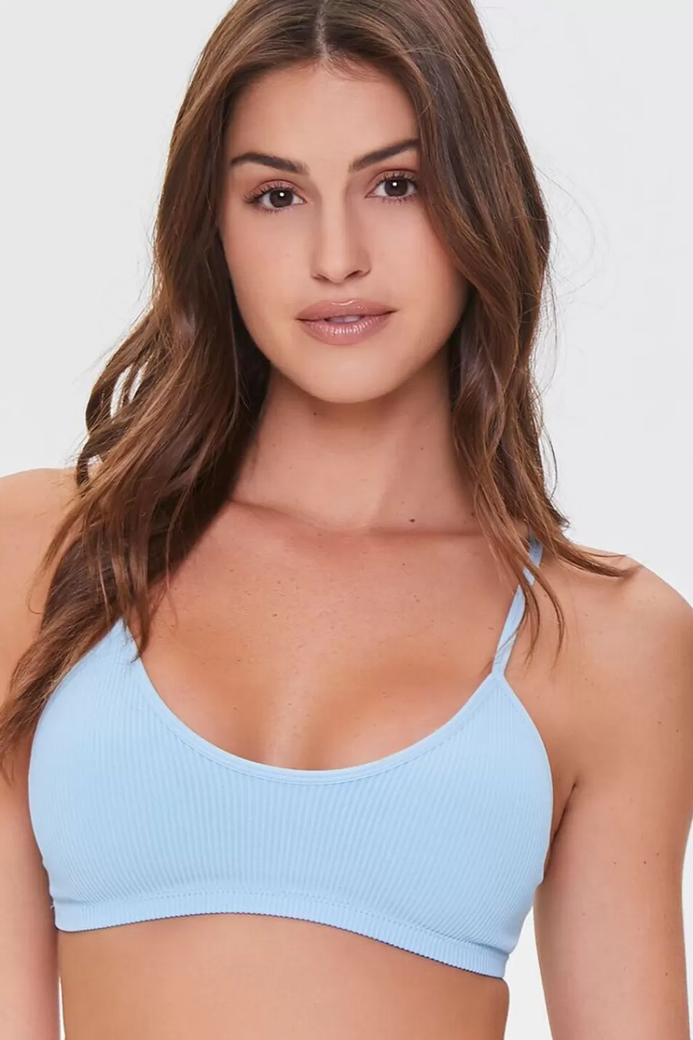Loungewear>Forever 21 Seamless Ribbed Bralette Sky Blue