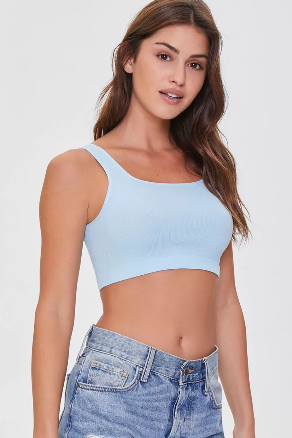Loungewear>Forever 21 Seamless Ribbed Bralette Sky Blue