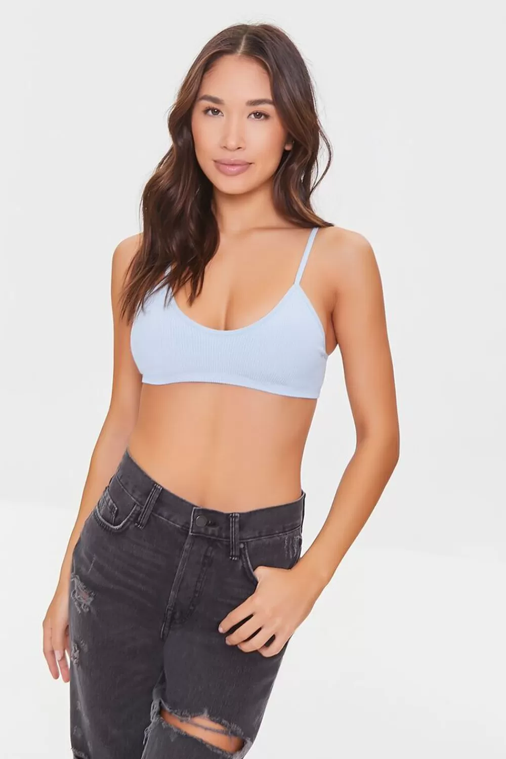Loungewear>Forever 21 Seamless Ribbed Bralette Cloud