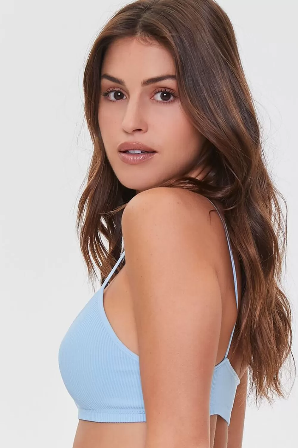 Loungewear>Forever 21 Seamless Ribbed Bralette Sky Blue