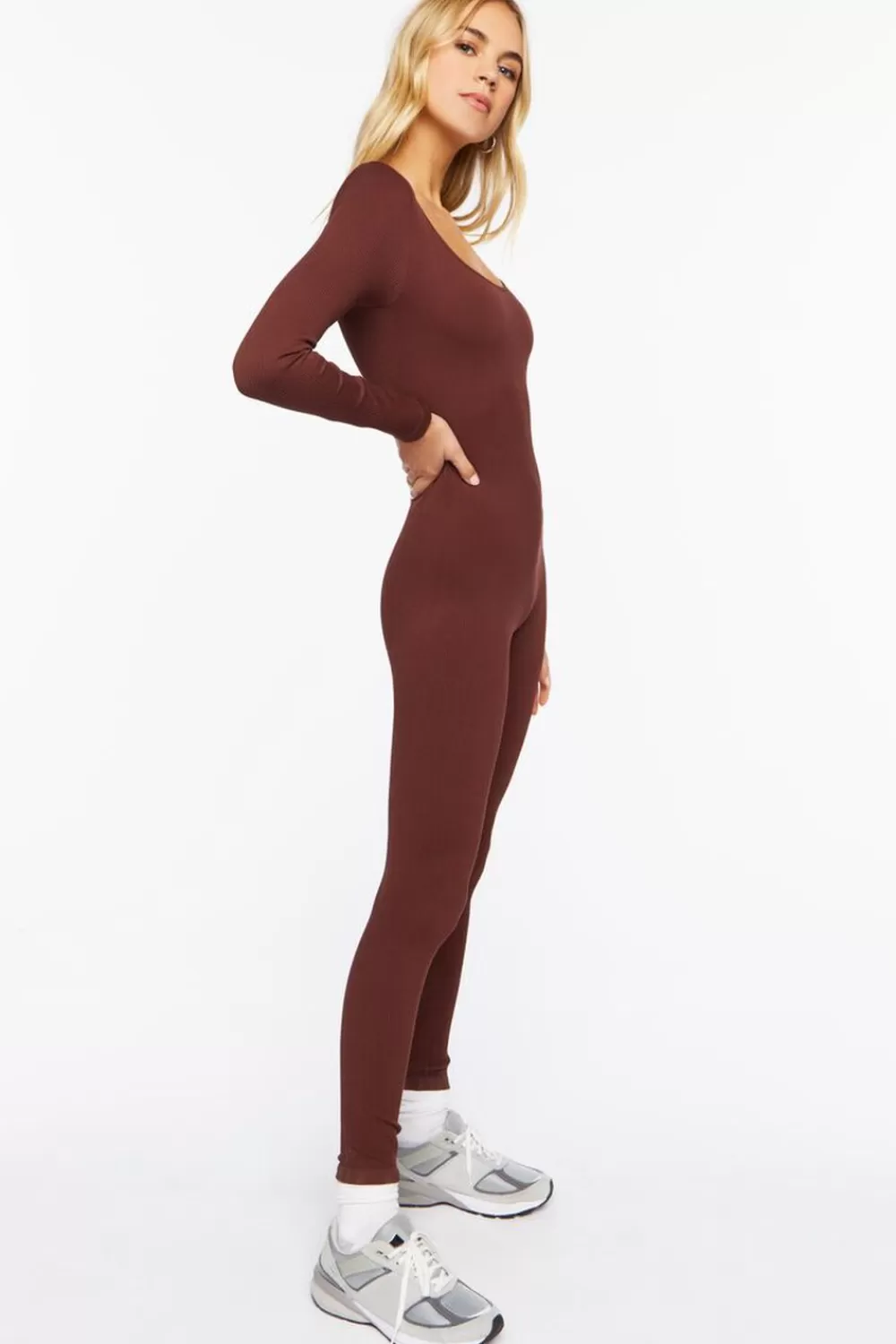 Rompers + Jumpsuits>Forever 21 Seamless Ribbed Jumpsuit Brown