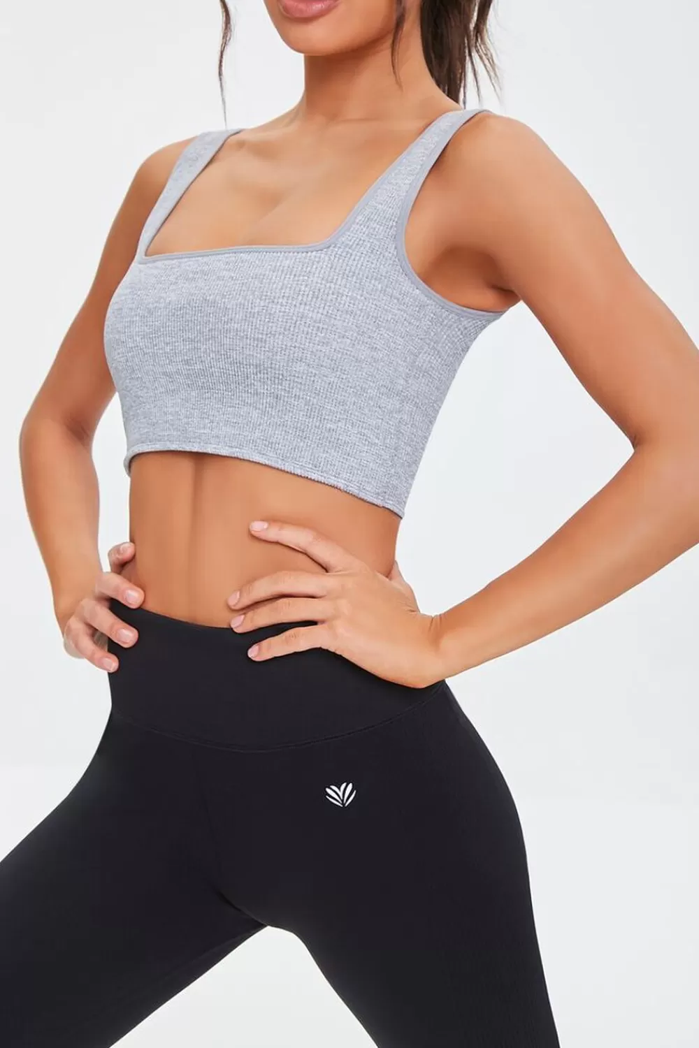 Activewear>Forever 21 Seamless Ribbed Knit Sports Bra Heather Grey