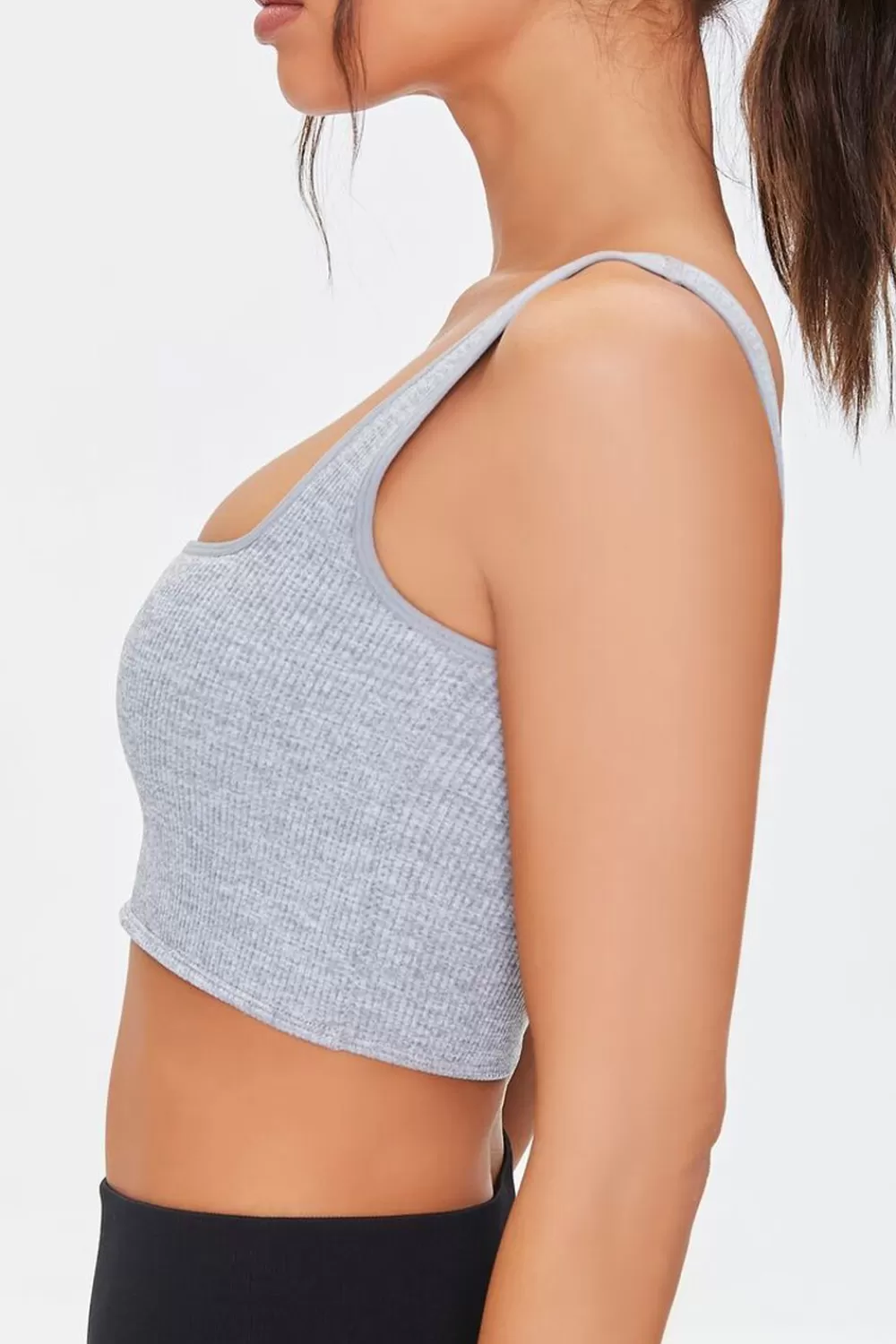 Activewear>Forever 21 Seamless Ribbed Knit Sports Bra Heather Grey