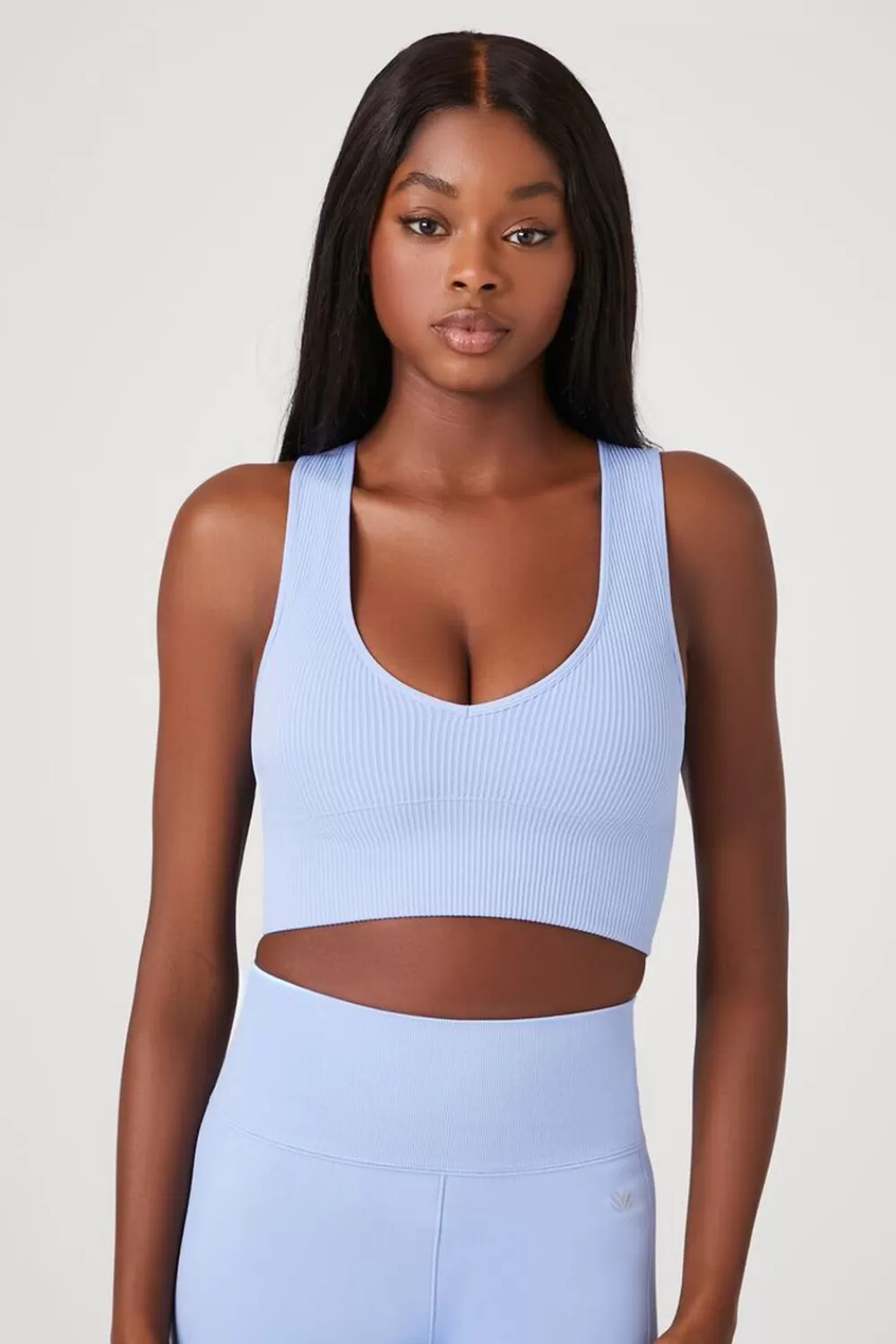 Activewear>Forever 21 Seamless Ribbed Sports Bra Blue Moon