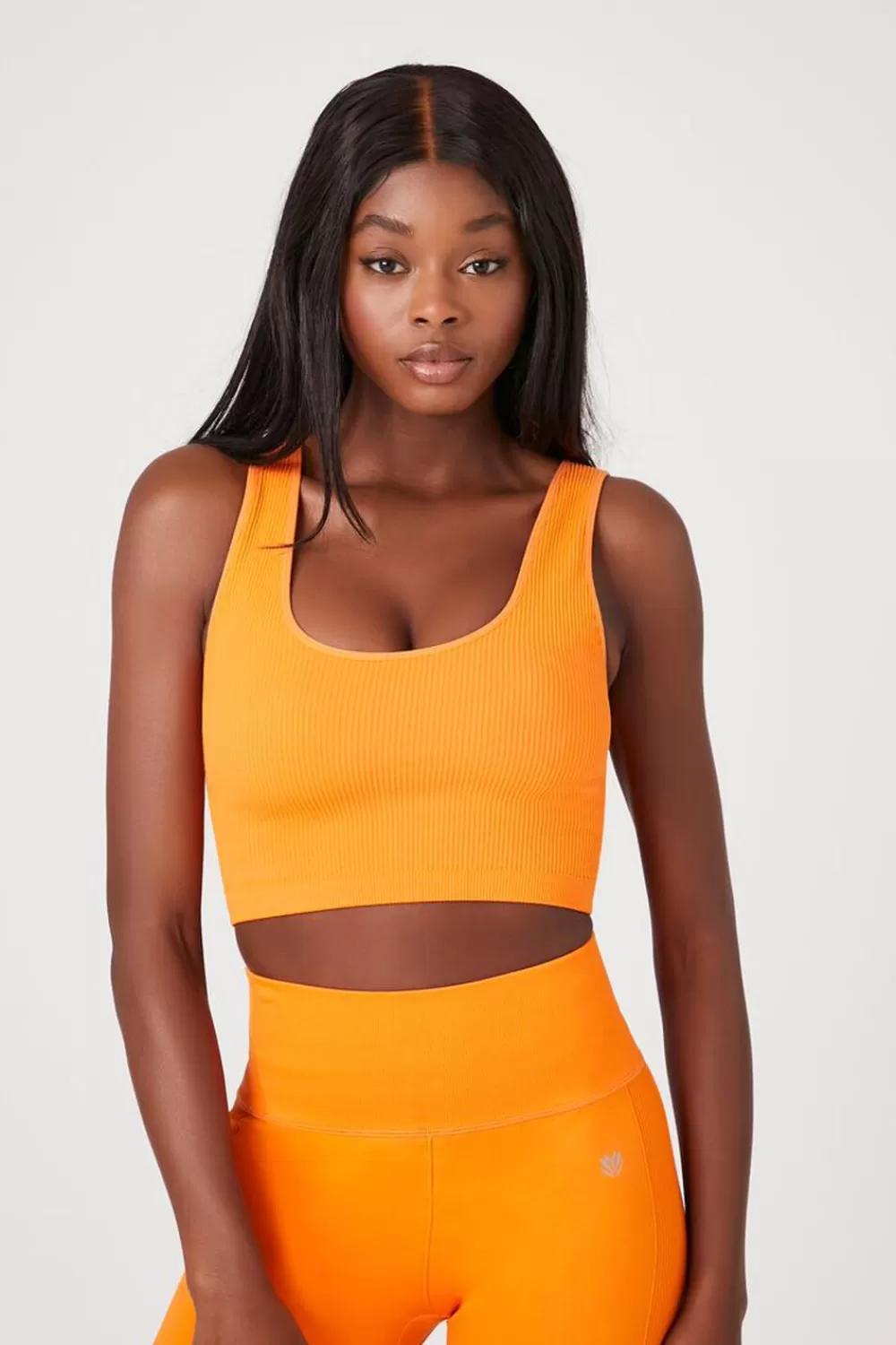 Activewear>Forever 21 Seamless Ribbed Sports Bra Neon Orange