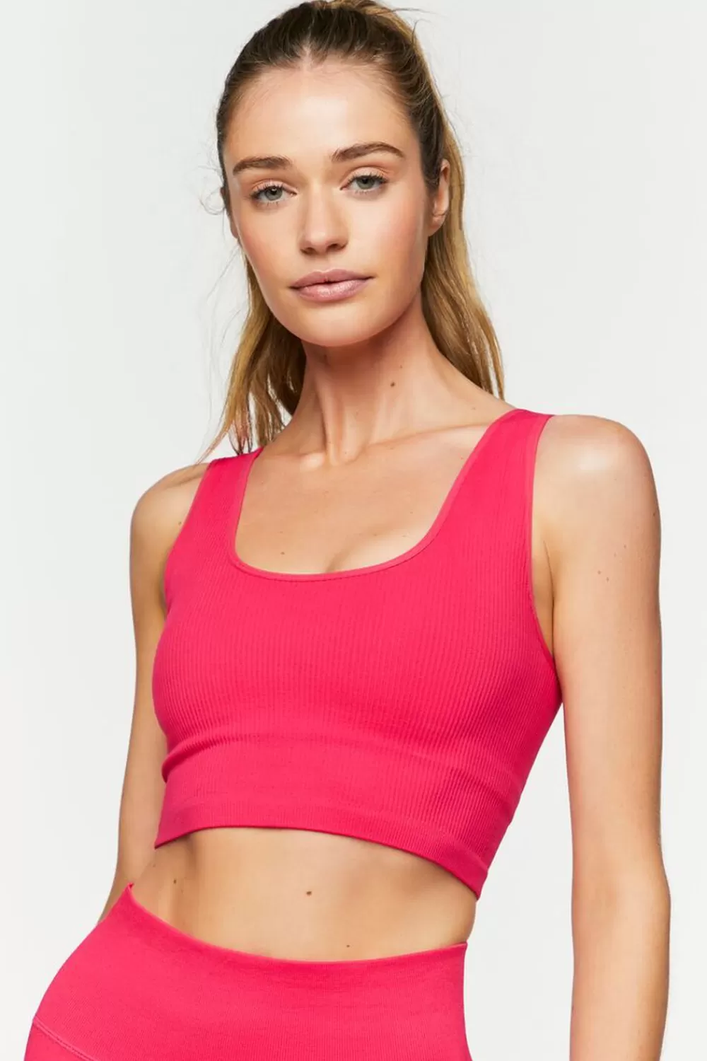 Activewear>Forever 21 Seamless Ribbed Sports Bra Watermelon
